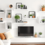 white wall shelves