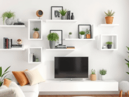 white wall shelves