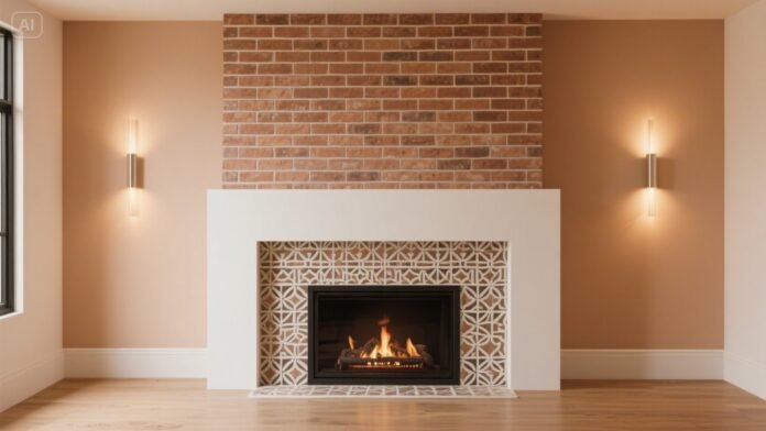 Painted Brick Fireplace
